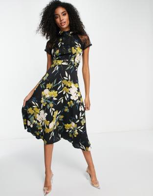 liquorish a line midi dress in striped animal