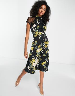 liquorish a line midi dress in striped animal