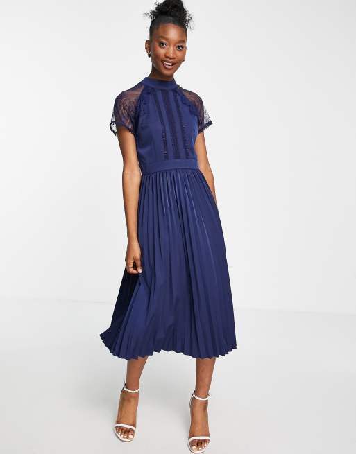 Pleated skirt dress midi hotsell