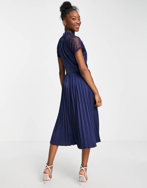 Navy a clearance line midi dress