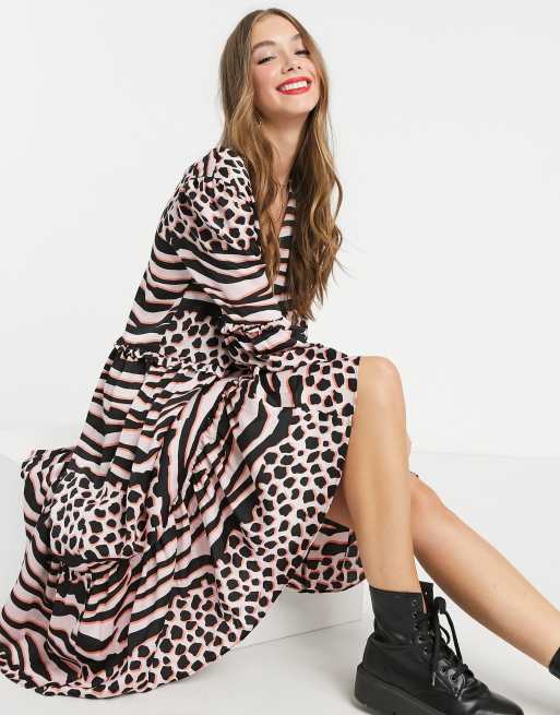 Asos pink cheap leopard dress