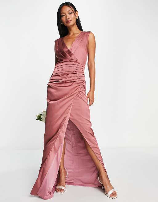 Double tie wrap dress in clearance blush