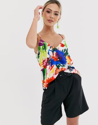 Liquorish cami top in floral print-Multi Multi