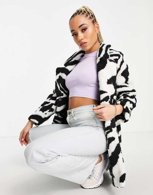 Liquorish - Cappotto teddy con stampa monocromatica 