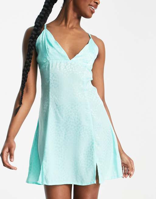 Liquorish - Chemise de nuit satinée en jacquard - Vert sauge