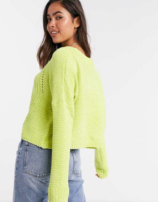 Neon yellow cheap cropped jumper