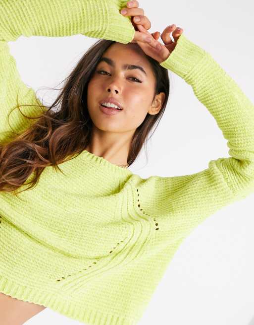 Liquorish cropped sweater in neon yellow