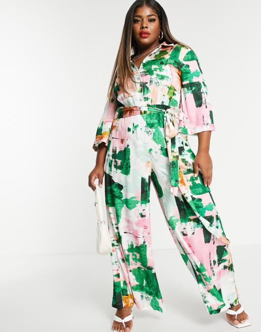 Liquorish Curve - Tuta jumpsuit a camicia con stampa astratta, 2 di 4