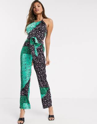 green halter neck jumpsuit