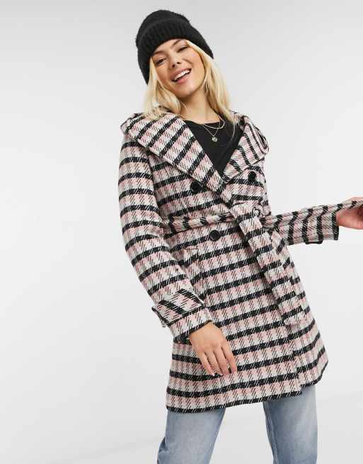 Checked on sale hooded coat