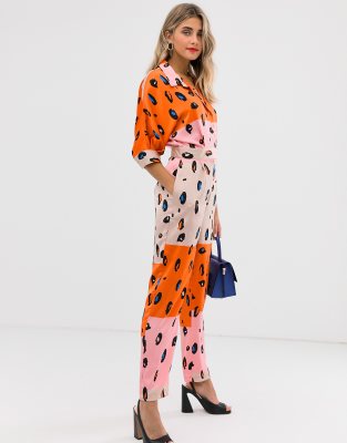 orange leopard jumpsuit