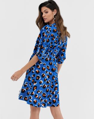robe leopard bleu