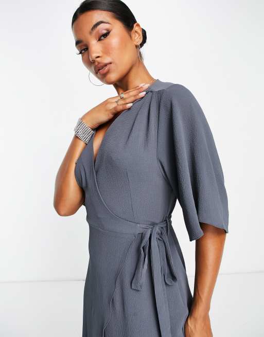 Grey cheap wrap dress