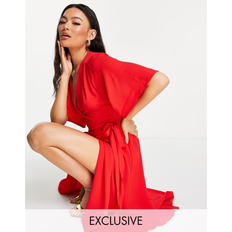 Red hot sale kimono dress