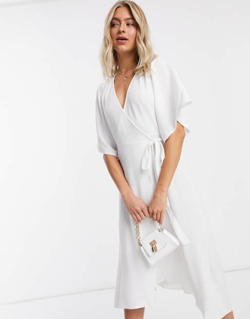 White kimono wrap on sale dress