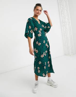 green kimono dress