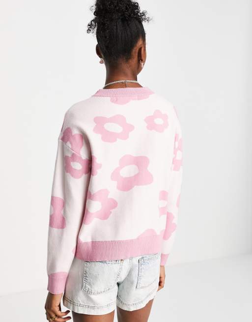Pink flower sweater hotsell