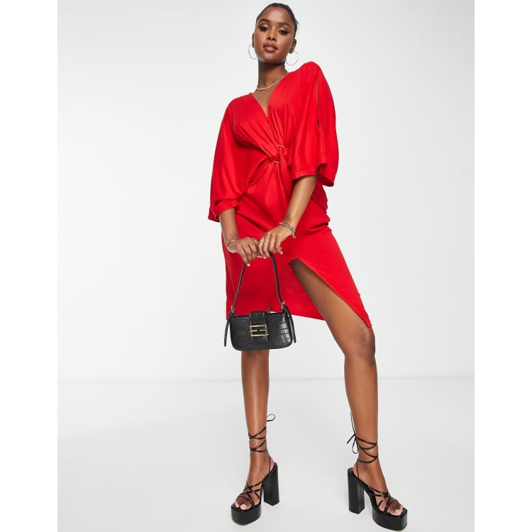 Asos red kimono clearance dress