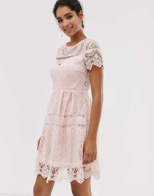 lace overlay mini dress