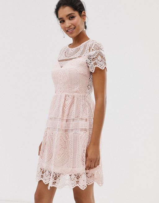 Liquorish lace overlay mini dress with open back detail | ASOS