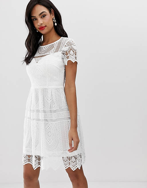 Liquorish lace overlay mini dress with open back | ASOS