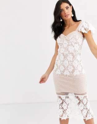 white lace panel dress