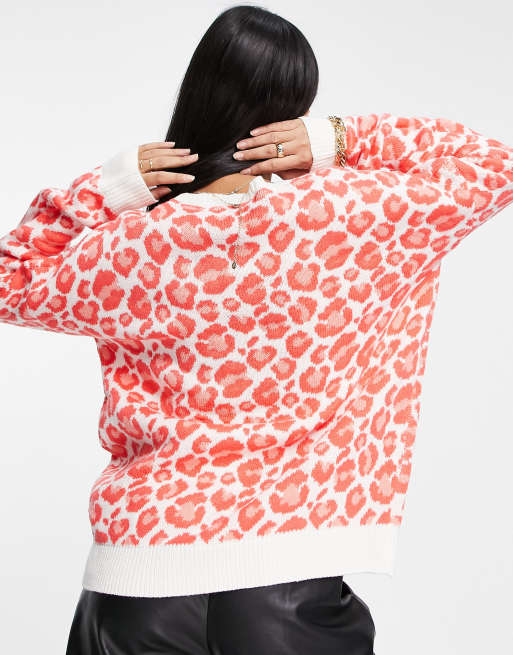 Orange leopard print jumper best sale