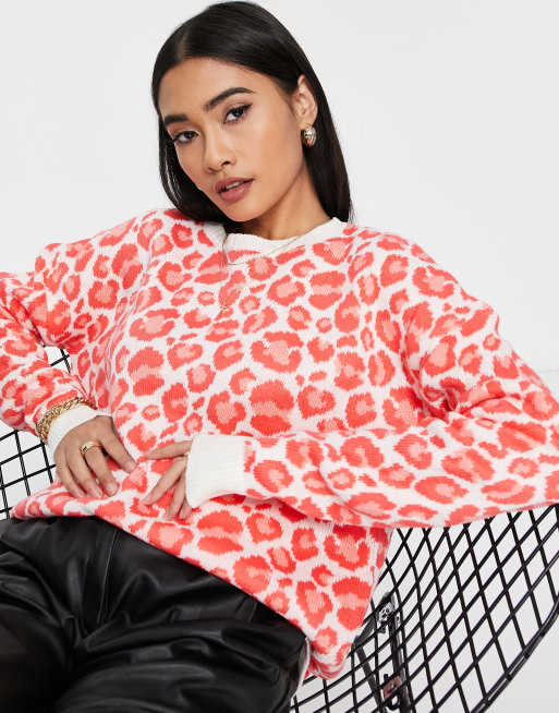 Orange leopard hot sale print sweater