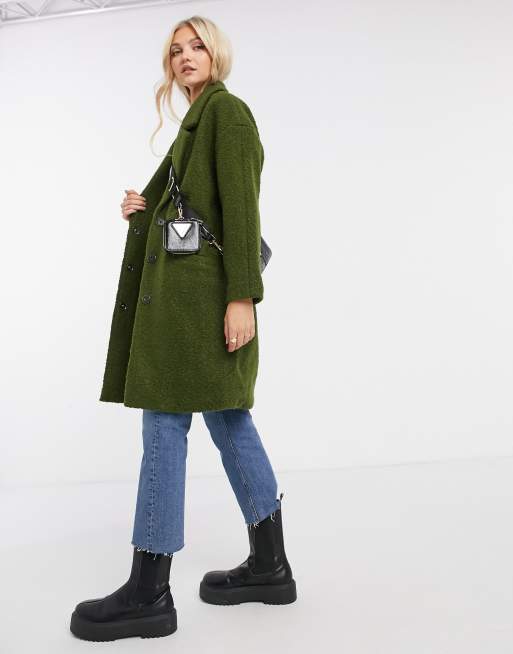 Liquorish - Manteau droit duveteux - Olive