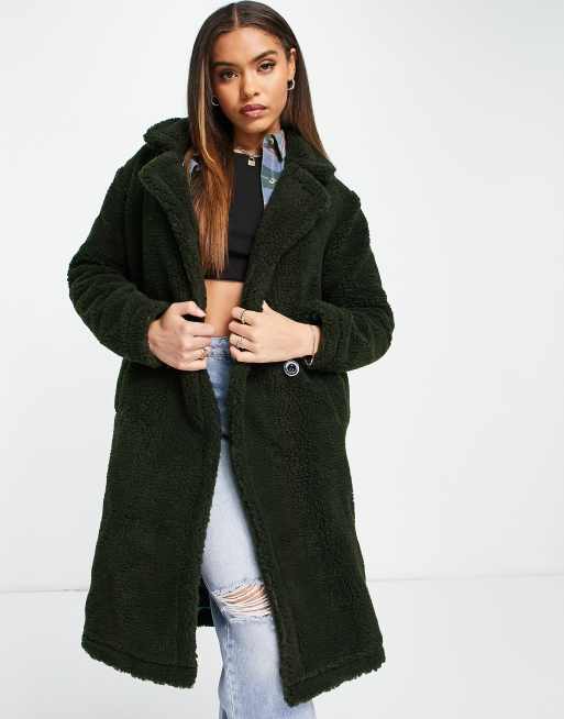 manteau duveteux vert