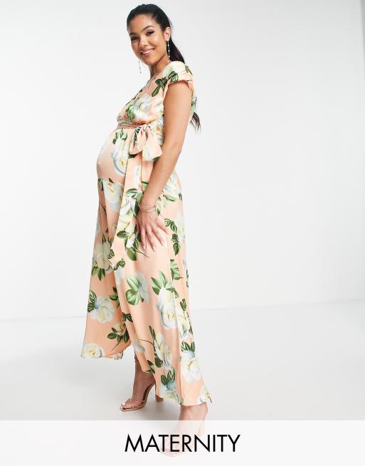 Liquorish Maternity Robe longue de grossesse d collet