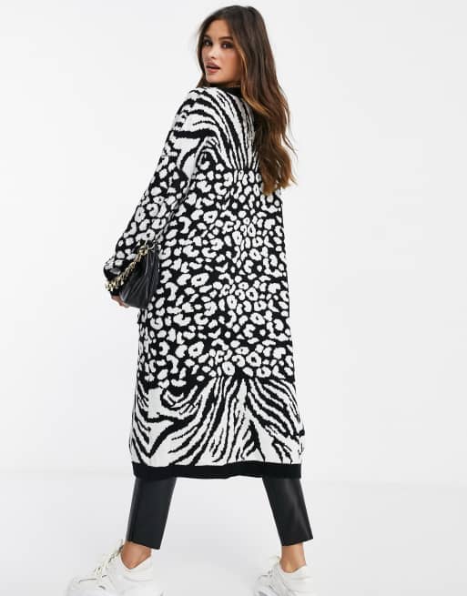 Long animal 2025 print cardigan