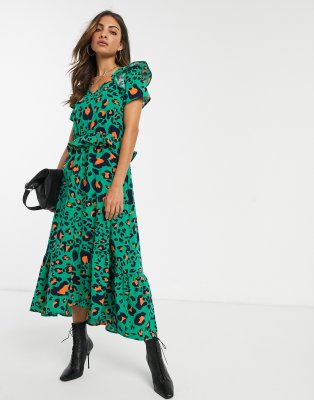 liquorish a line midi dress in striped animal