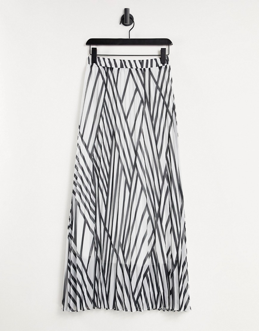 Liquorish midi skirt in black and white print-Multi