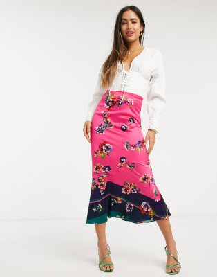 asos floral midi skirt