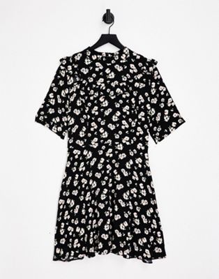 Missguided layered frill mini dress in black floral, Compare
