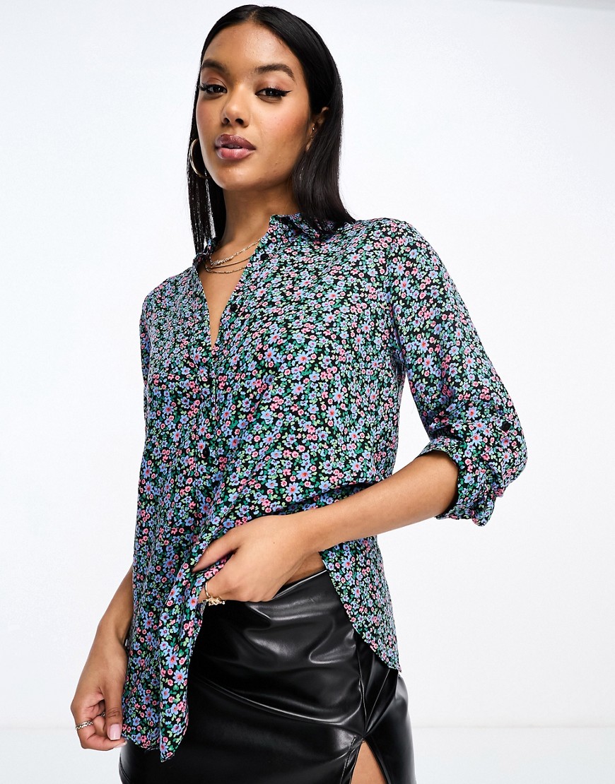 Liquorish multicolour floral shirt with long sleeves