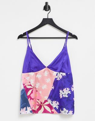 Liquorish Liquorish nightwear cami in patchwork ditsy print-Multi