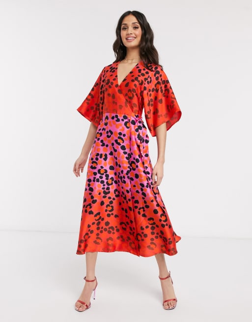 Asos red leopard outlet dress