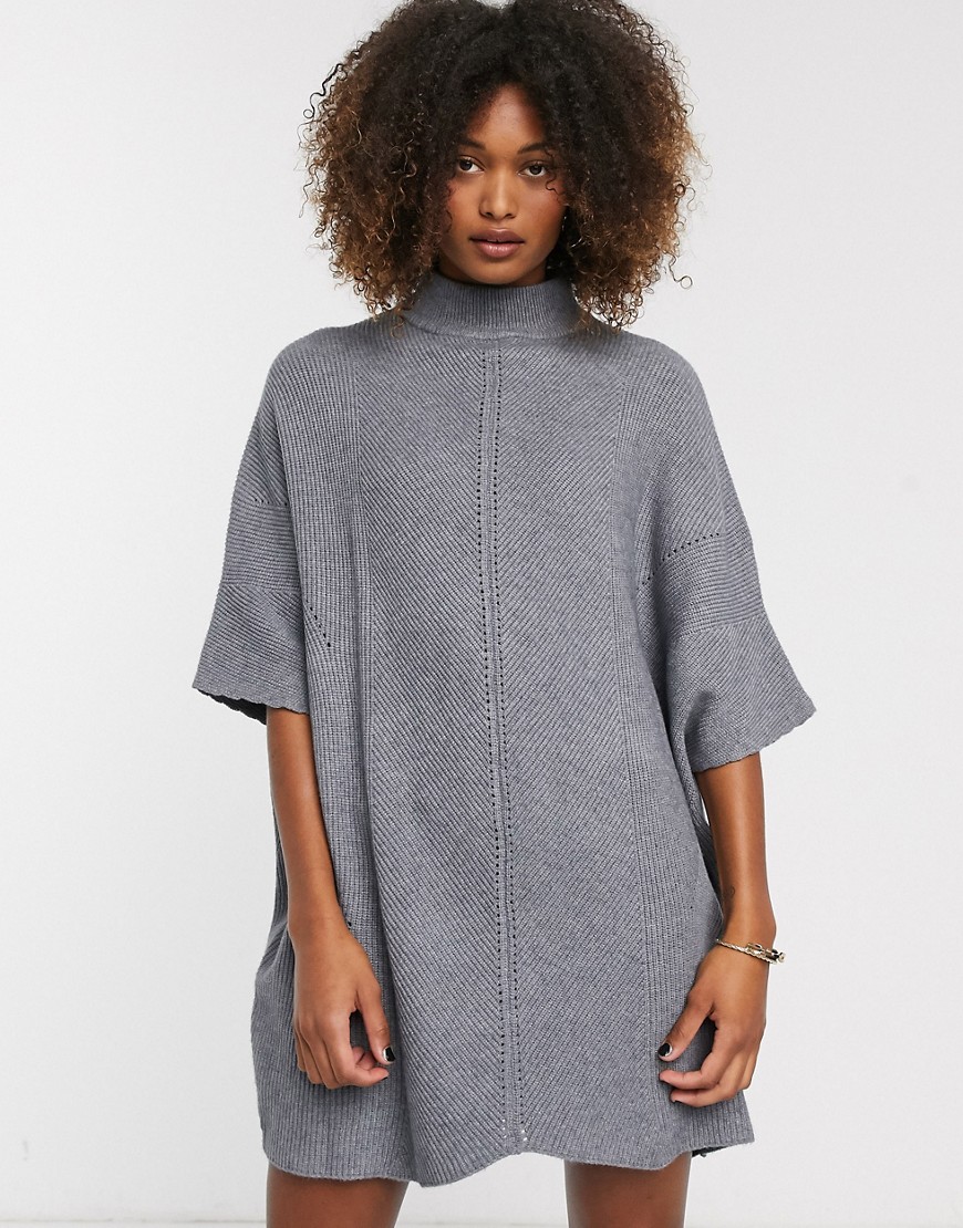 Liquorish oversized jumper dress-Grey