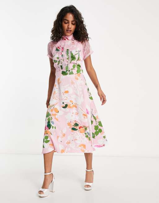 Petite floral store midi dress