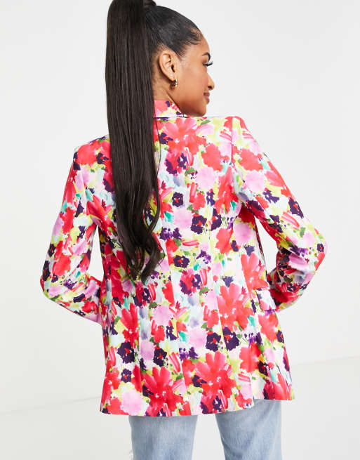 Liquorish Petite co-ord blazer in floral print, 2 of 4
