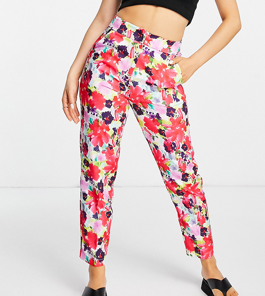 Pantalone Multicolore donna Liquorish Petite - Pantaloni con stampa a fiori in coordinato-Multicolore