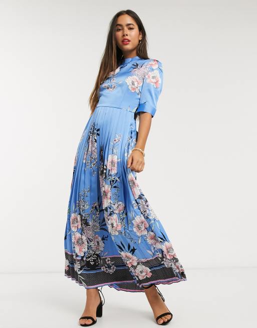 Liquorish pleated maxi dress with sash belt in floral print | ASOS