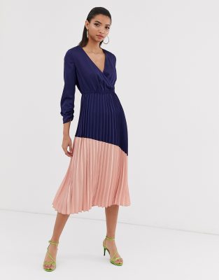 navy and pink midi dress