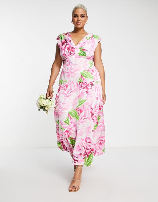 Green and shop pink floral dress