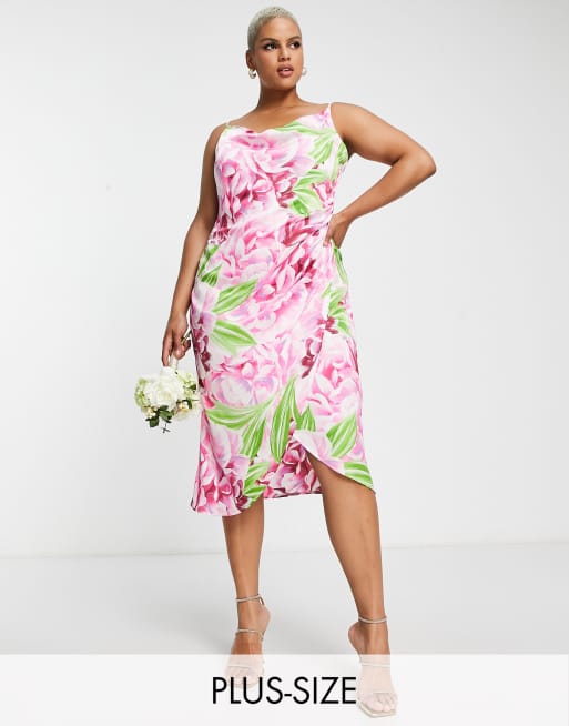 Pink and green hot sale dress plus size