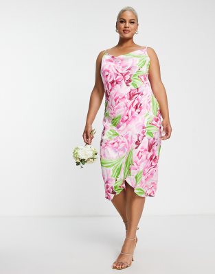 pink floral print dresses knee length