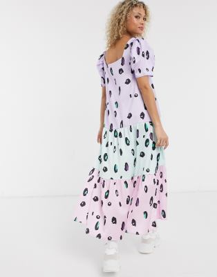 liquorish a line midi dress in striped animal