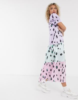 liquorish a line midi dress in striped animal